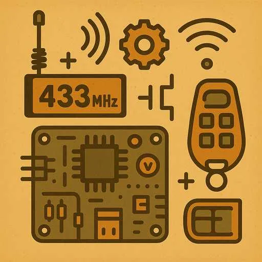 Wireless ESP32 electronic control and networking illustration